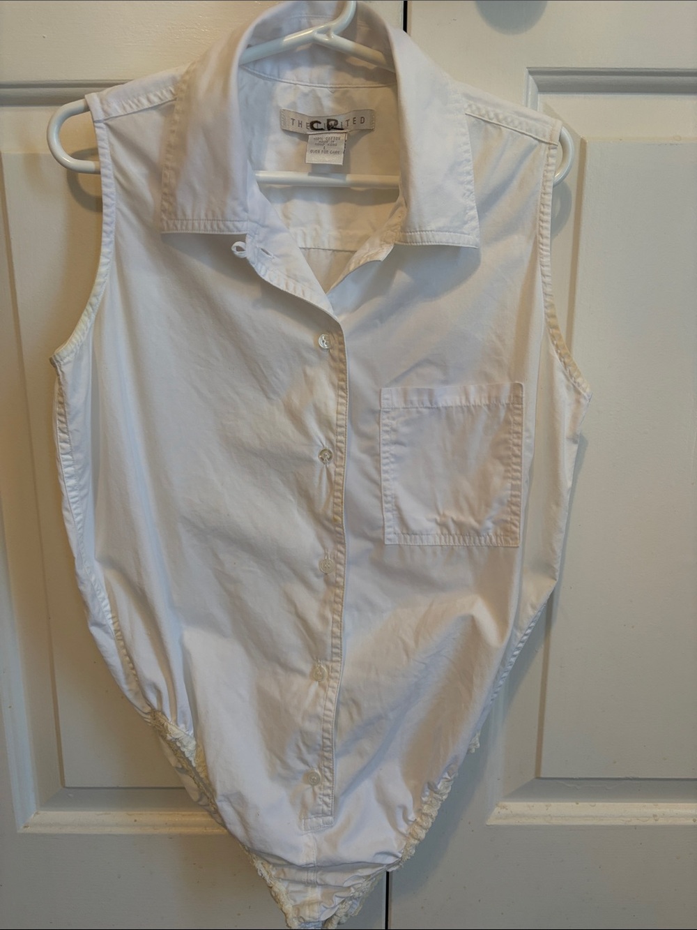 White Button Down Sleeveless Bodysuit